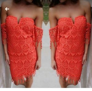 V neck off the shoulder dress